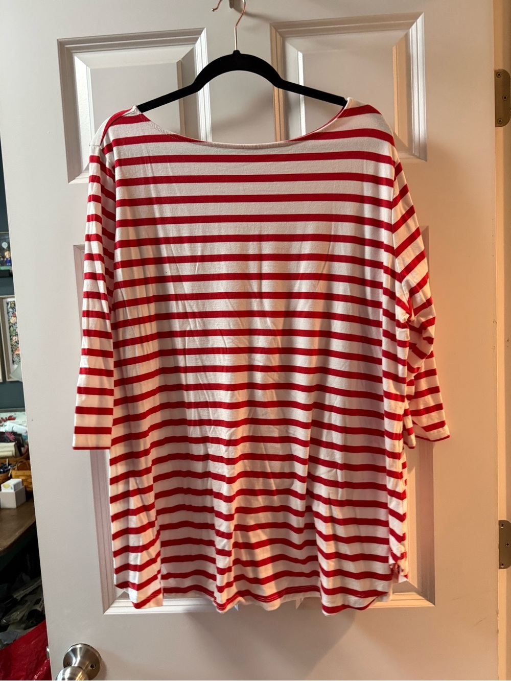 Ava & Viv Red and White Striped Boatneck Tunic